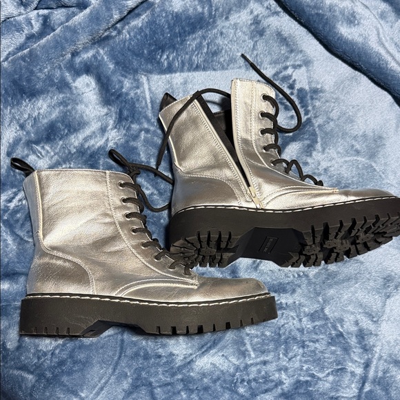 Sincerly Jules Shoes - Sincerely Jules Metallic Combat Boots